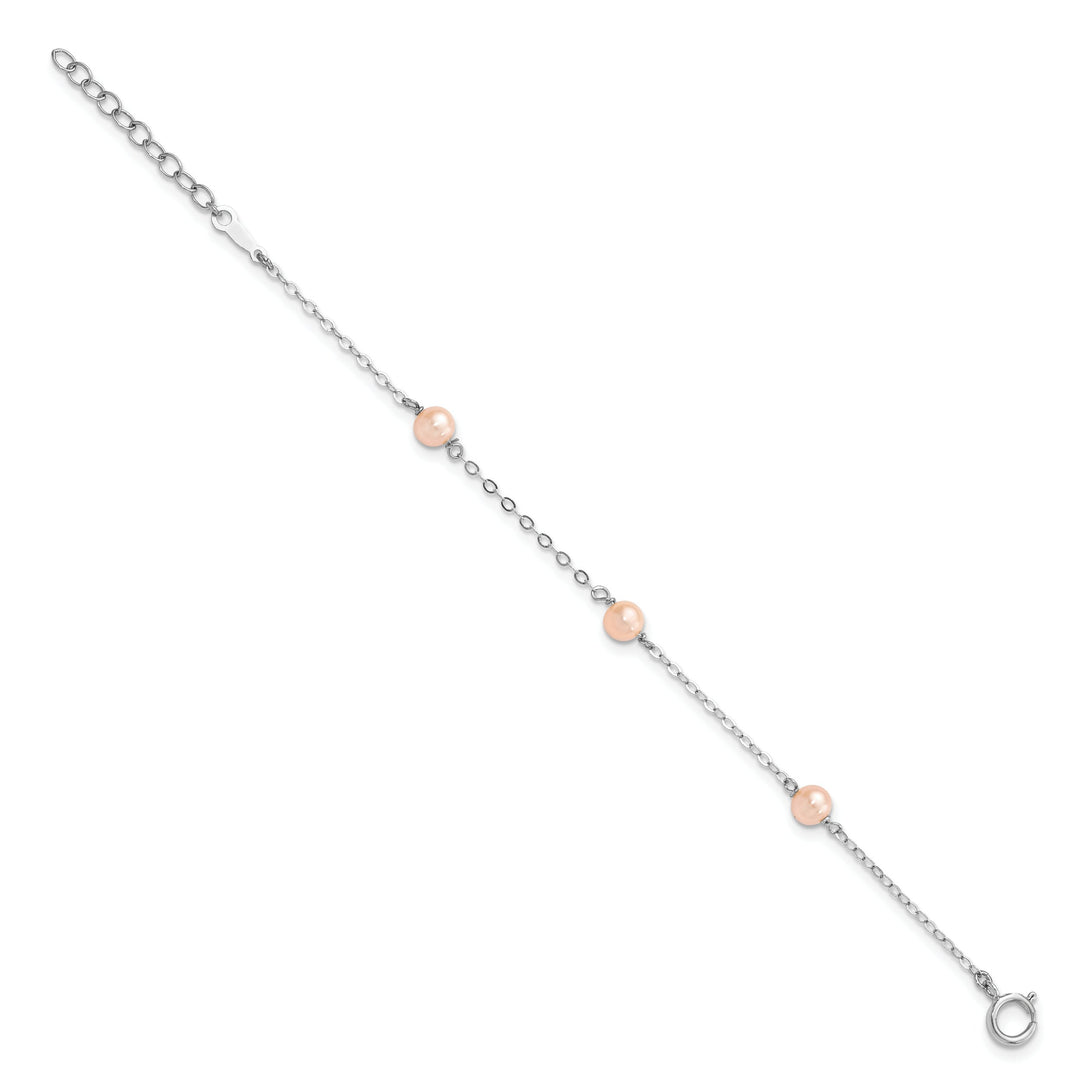 Sterling Silver 4-5mm Pink Freshwater Cultured Pearl Bracelet