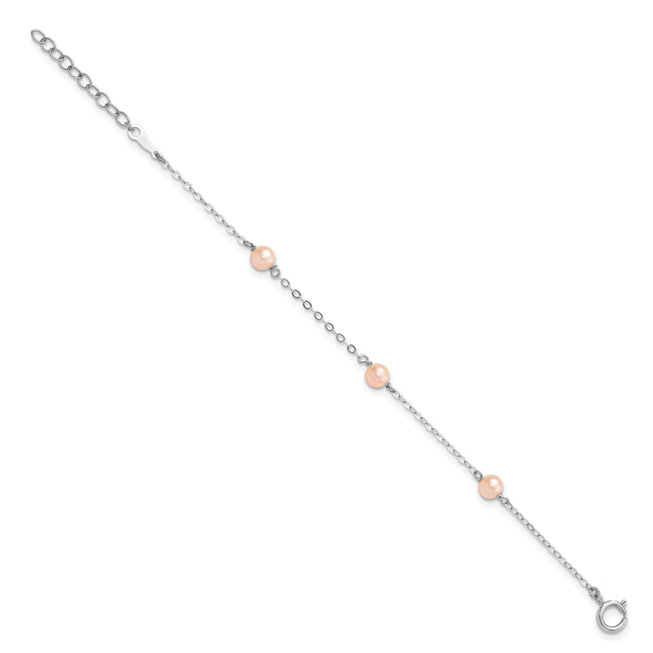 Sterling Silver 4-5mm Pink Freshwater Cultured Pearl Bracelet