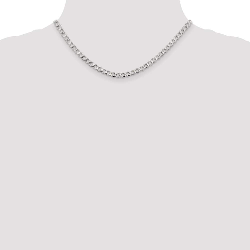 Sterling Silver 4.5mm Semi-solid Flat Curb Chain Size 16