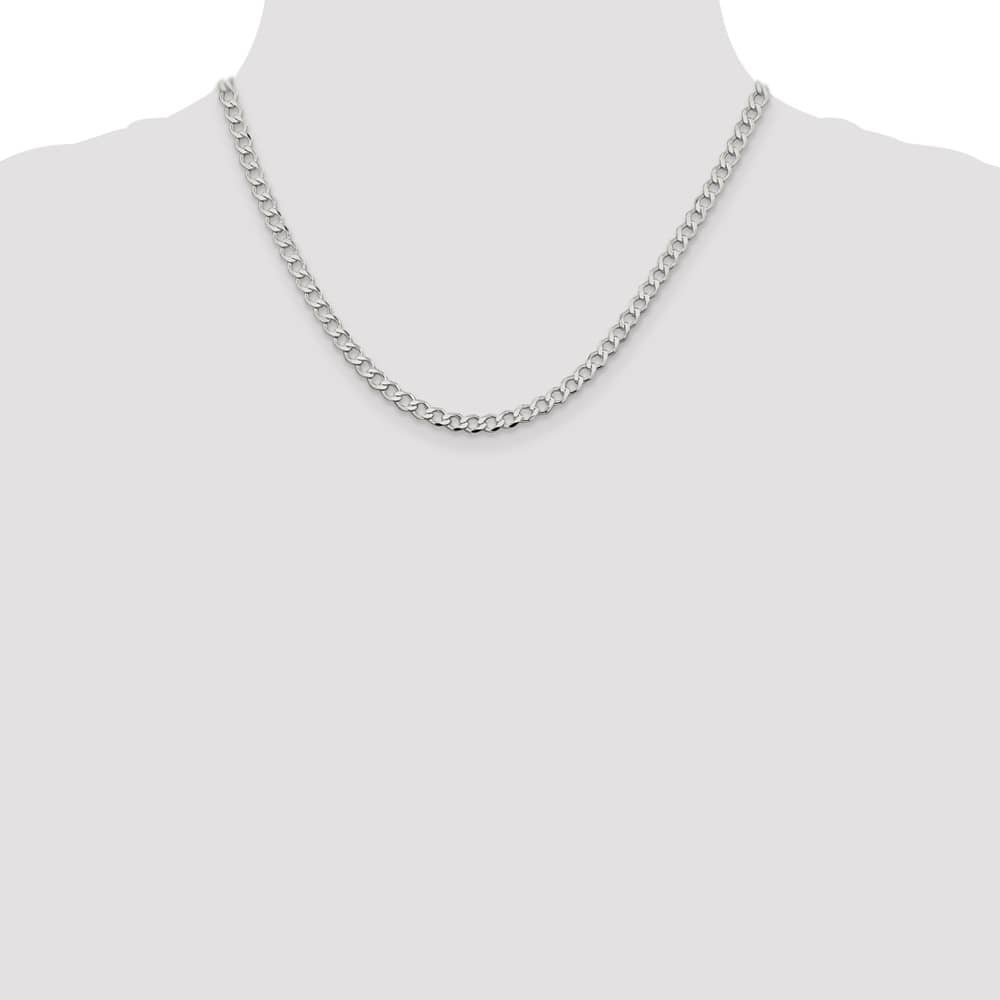 Sterling Silver 4.5mm Semi-solid Flat Curb Chain Size 18