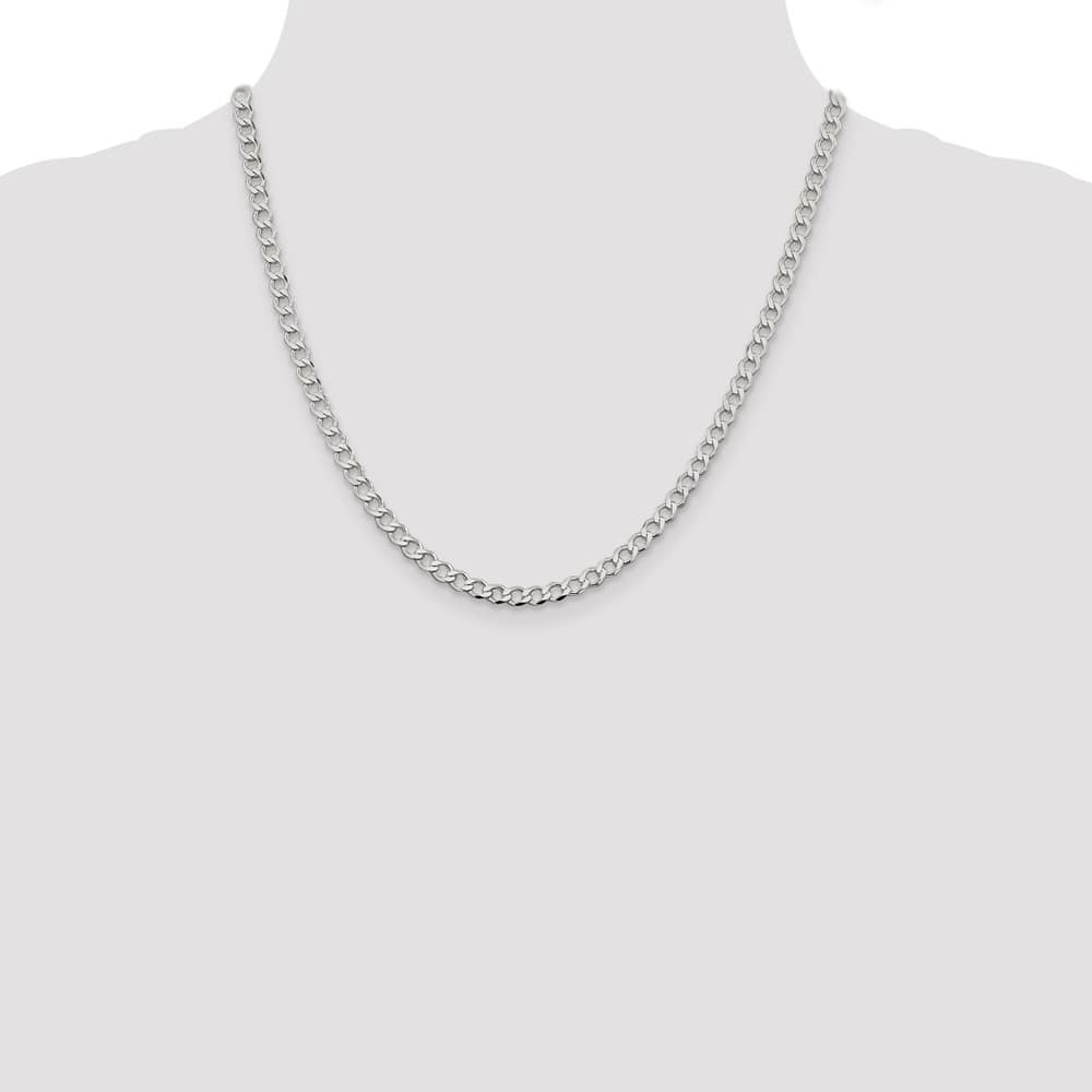 Sterling Silver 4.5mm Semi-solid Flat Curb Chain Size 20