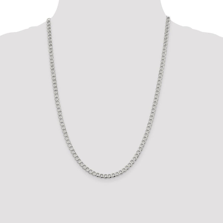 Sterling Silver 4.5mm Semi-solid Flat Curb Chain Size 24