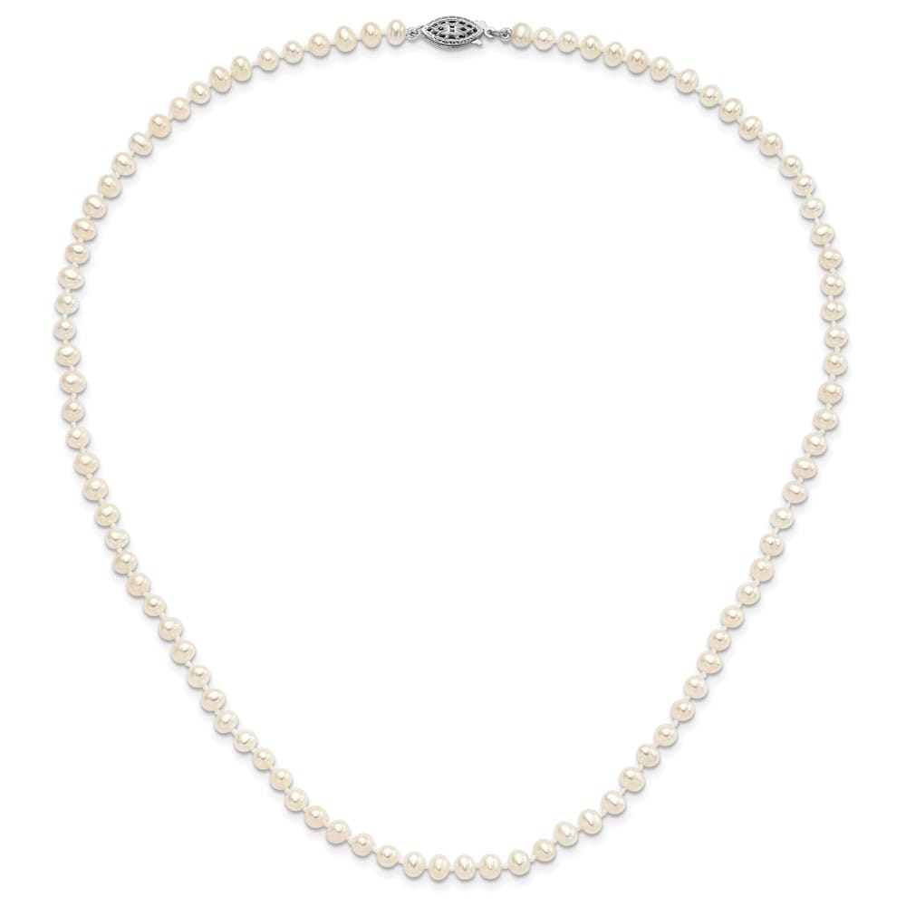 Sterling Silver 4-5mm White Cultured Pearl 4-5mm 18 inch Necklace