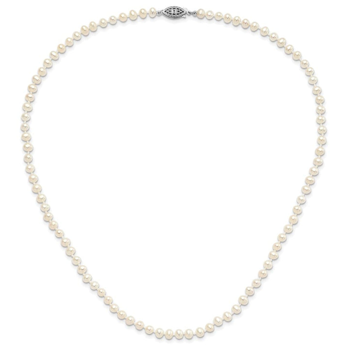 Sterling Silver 4-5mm White Cultured Pearl 4-5mm 18 inch Necklace