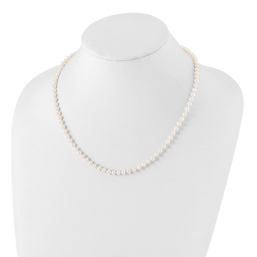 Sterling Silver 4-5mm White Cultured Pearl 4-5mm 18 inch Necklace