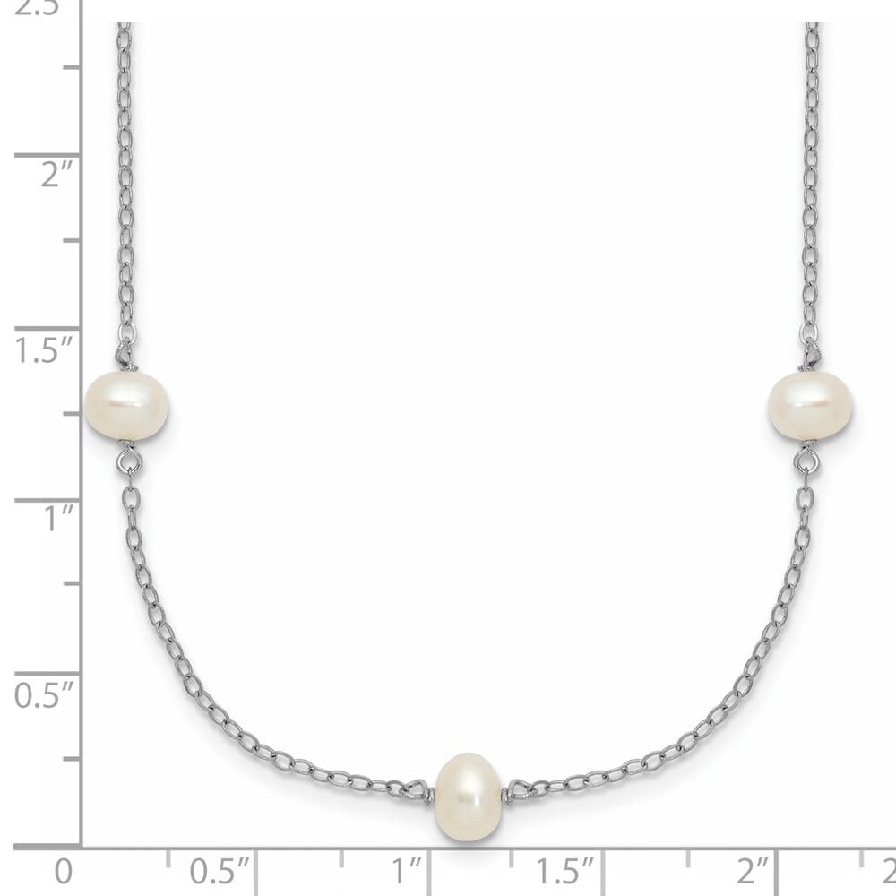 Sterling Silver 4-5mm White Cultured Pearl 9-Station 18 inch Necklace