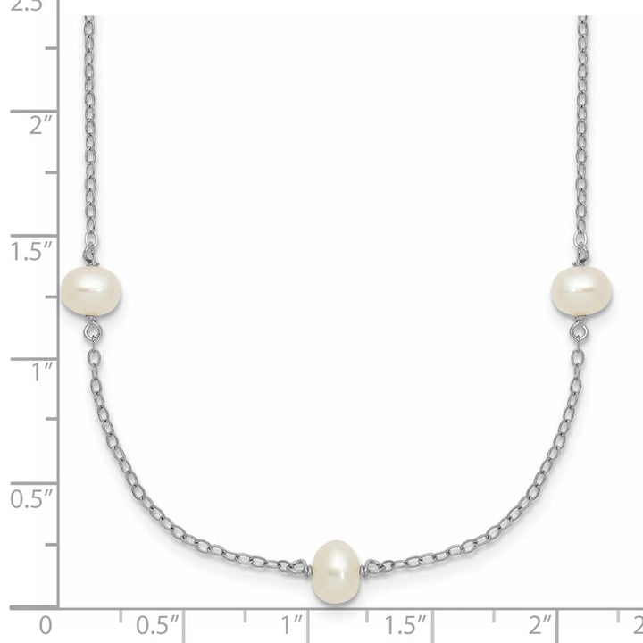 Sterling Silver 4-5mm White Cultured Pearl 9-Station 18 inch Necklace