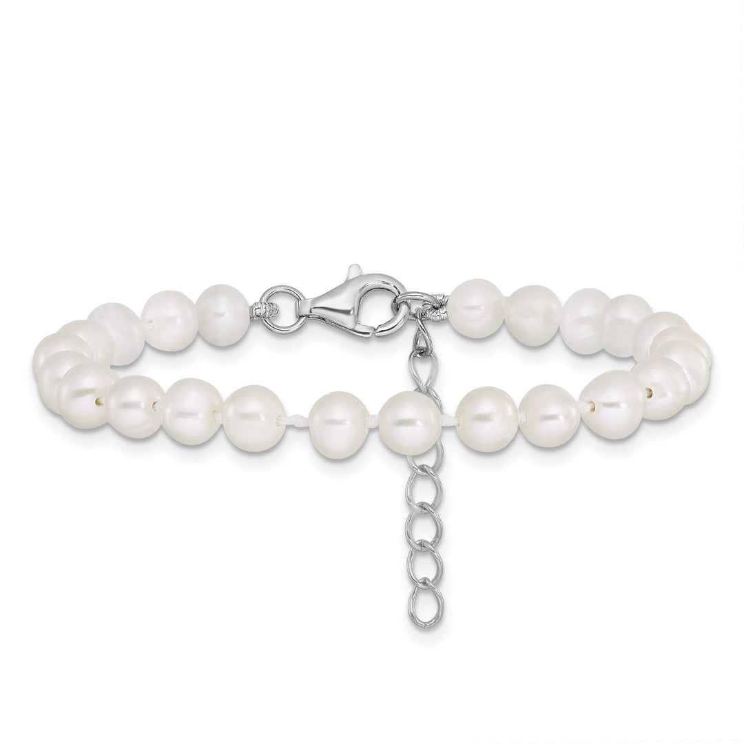 Sterling Silver 4-5mm White Freshwater Cultured Pearl 14 inch Set
