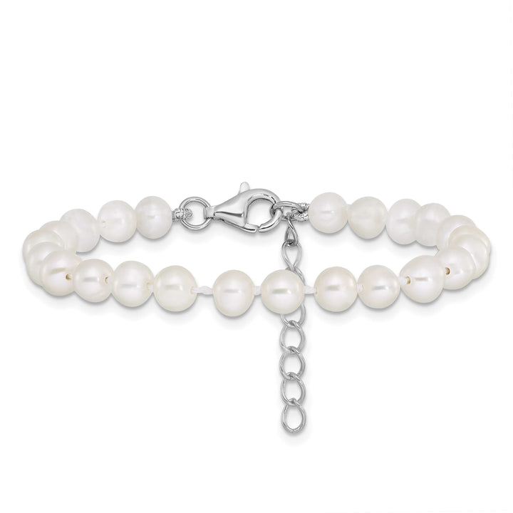 Sterling Silver 4-5mm White Freshwater Cultured Pearl 14 inch Set