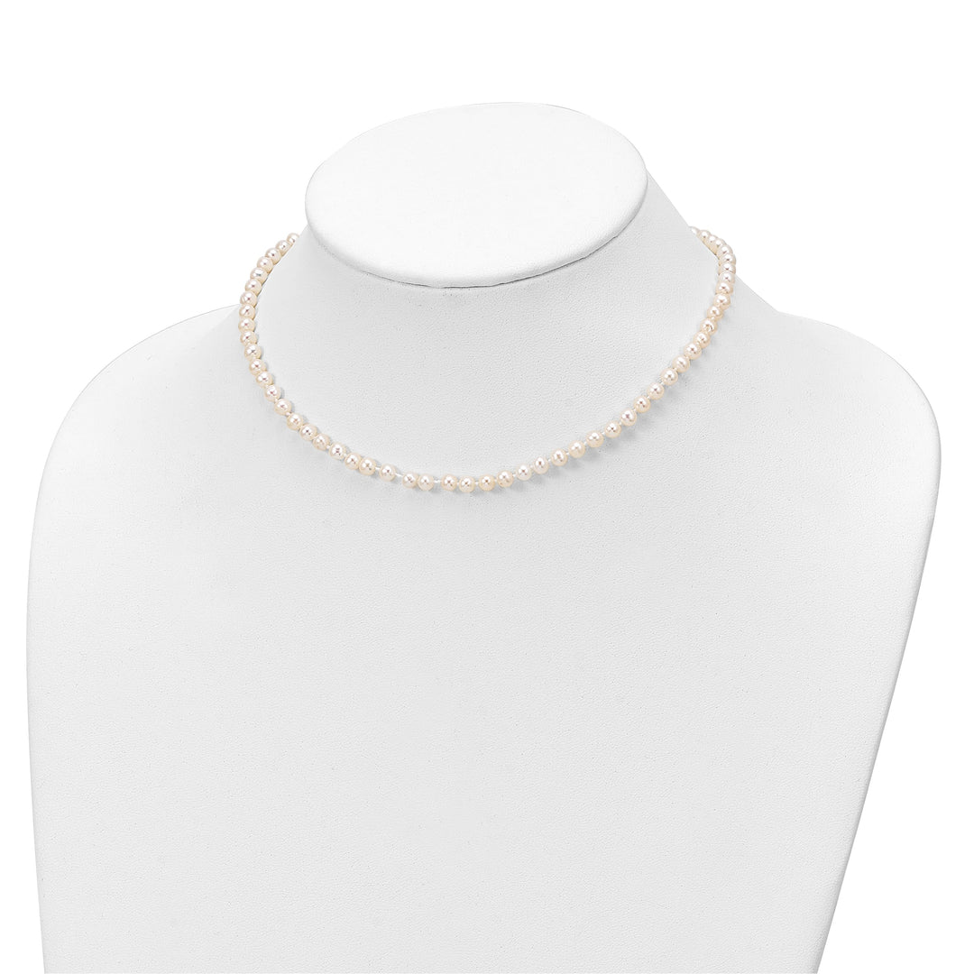 Sterling Silver 4-5mm White Freshwater Cultured Pearl 14 inch Set