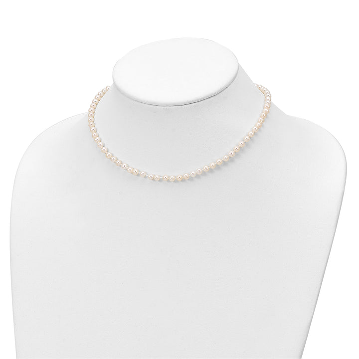 Sterling Silver 4-5mm White Freshwater Cultured Pearl 14 inch Set