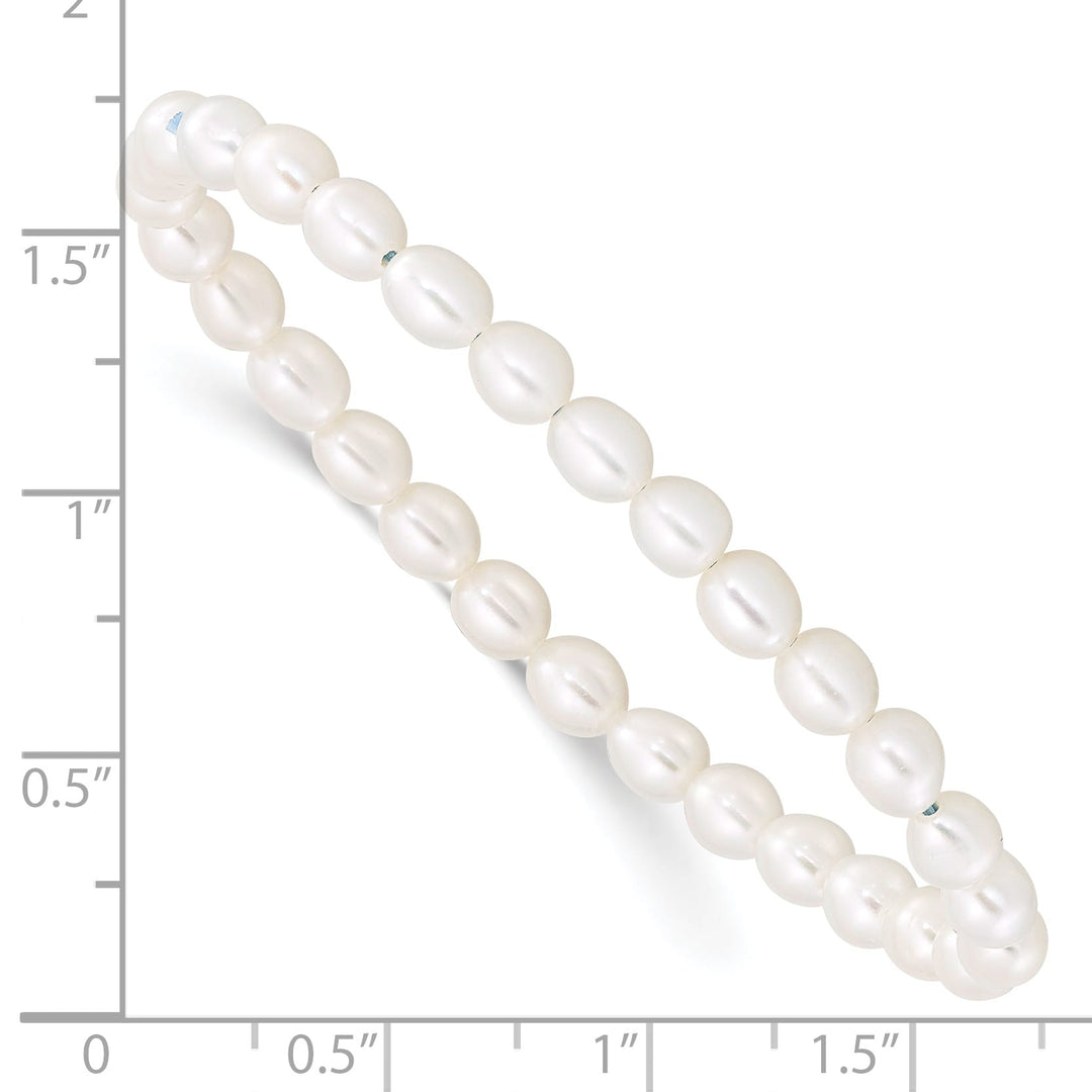 Sterling Silver 4-5mm White Rice Freshwater Cultured Pearl Bracelet