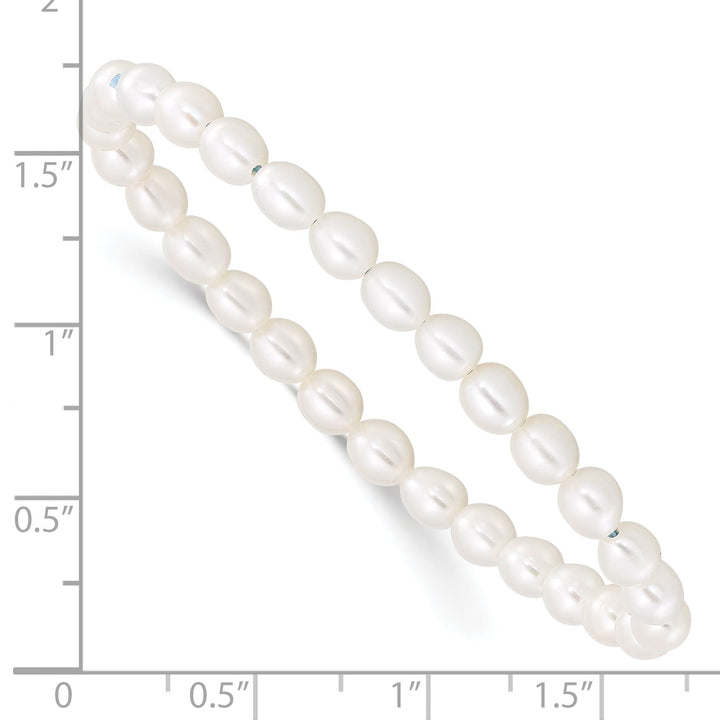 Sterling Silver 4-5mm White Rice Freshwater Cultured Pearl Bracelet