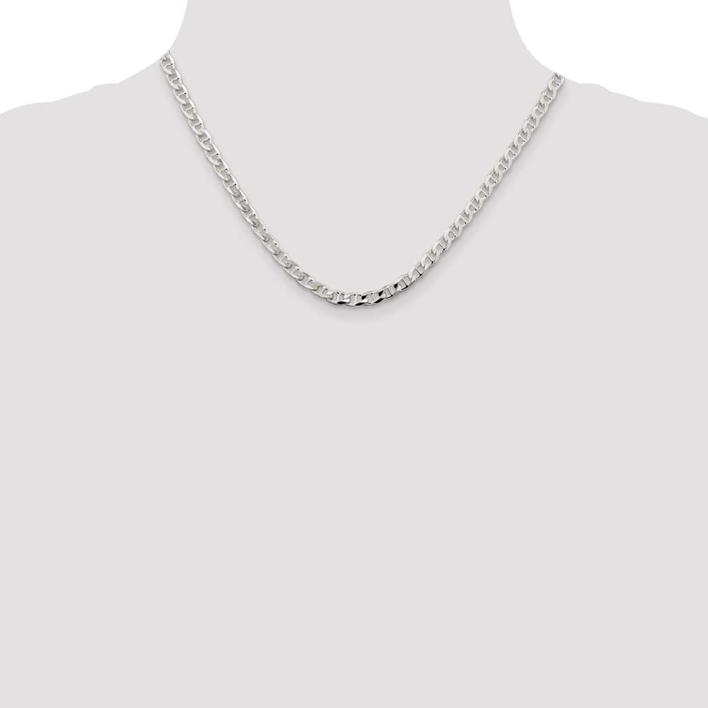 Sterling Silver 4.65mm D.C. Flat Anchor Curb Chain Size 18