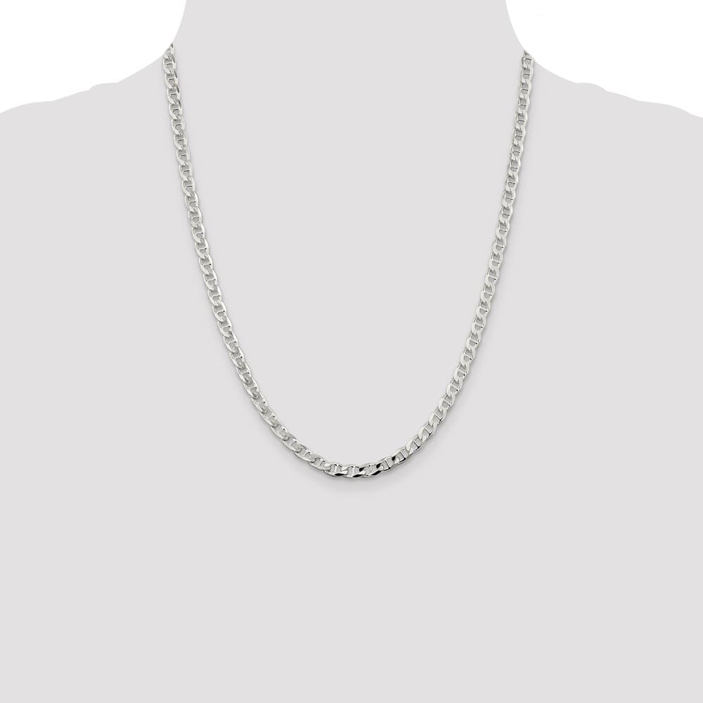 Sterling Silver 4.65mm D.C. Flat Anchor Curb Chain Size 22