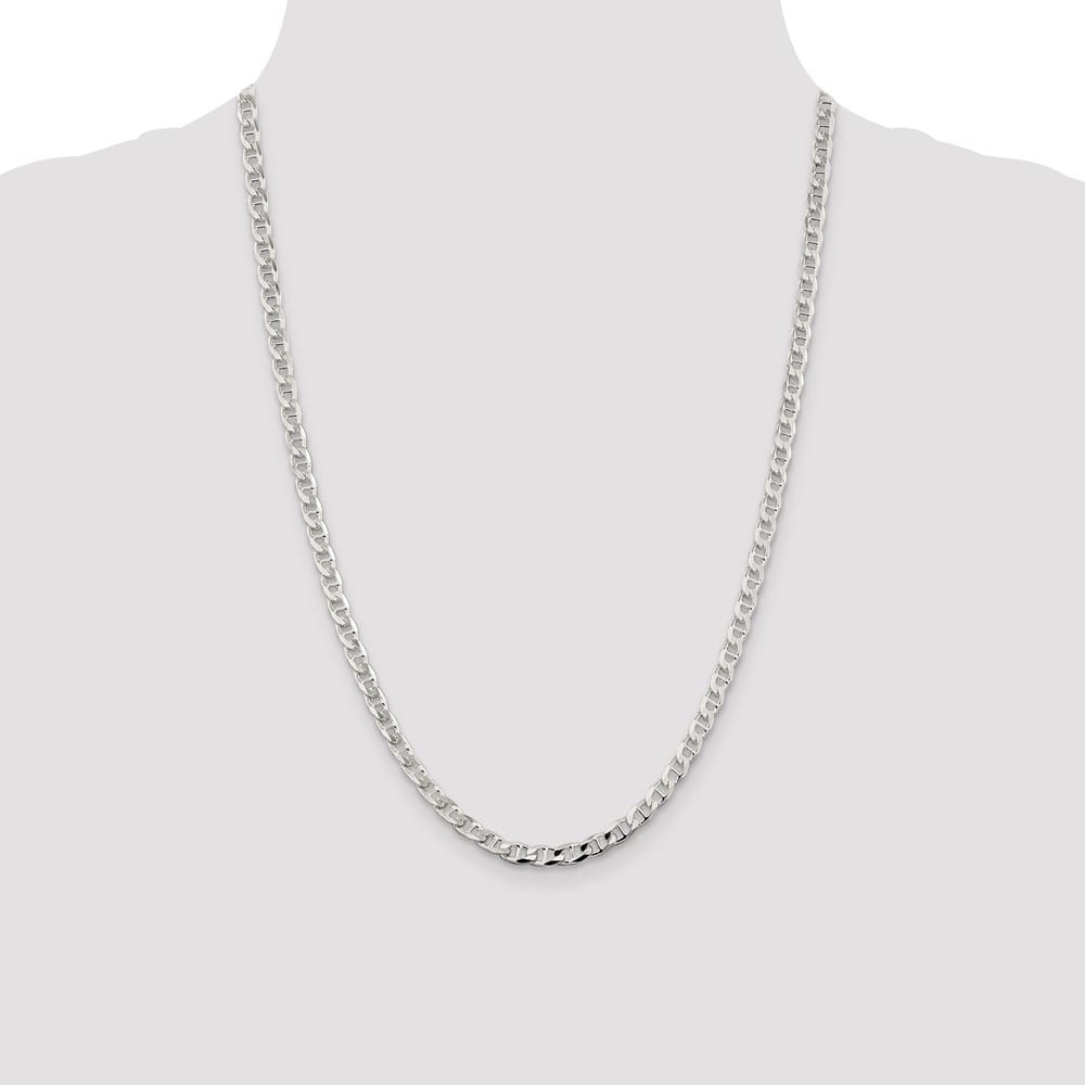 Sterling Silver 4.65mm D.C. Flat Anchor Curb Chain Size 24