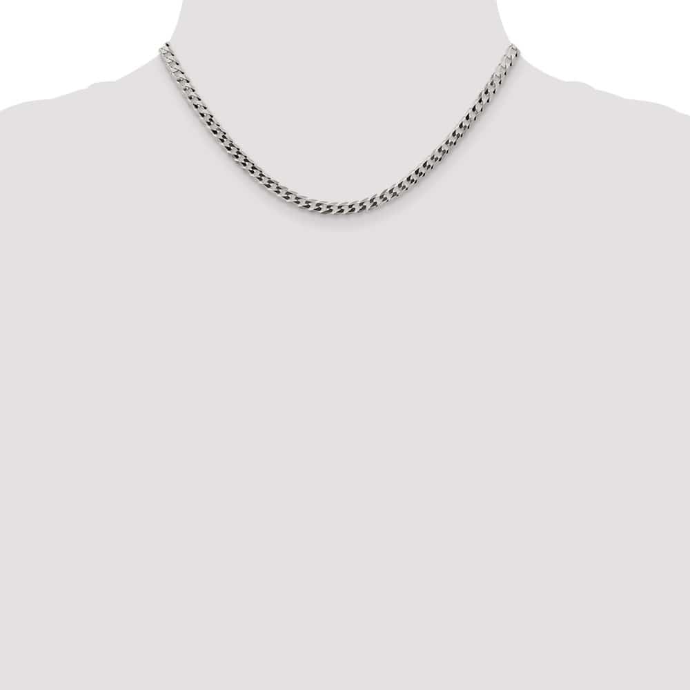 Sterling Silver 4.7mm Flat Curb Chain Size 16