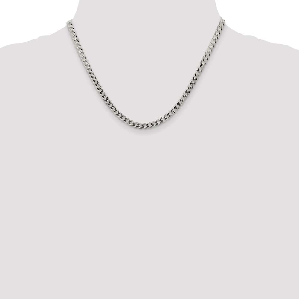 Sterling Silver 4.7mm Flat Curb Chain Size 18