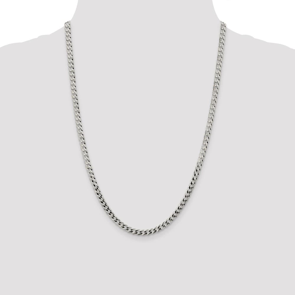 Sterling Silver 4.7mm Flat Curb Chain Size 24