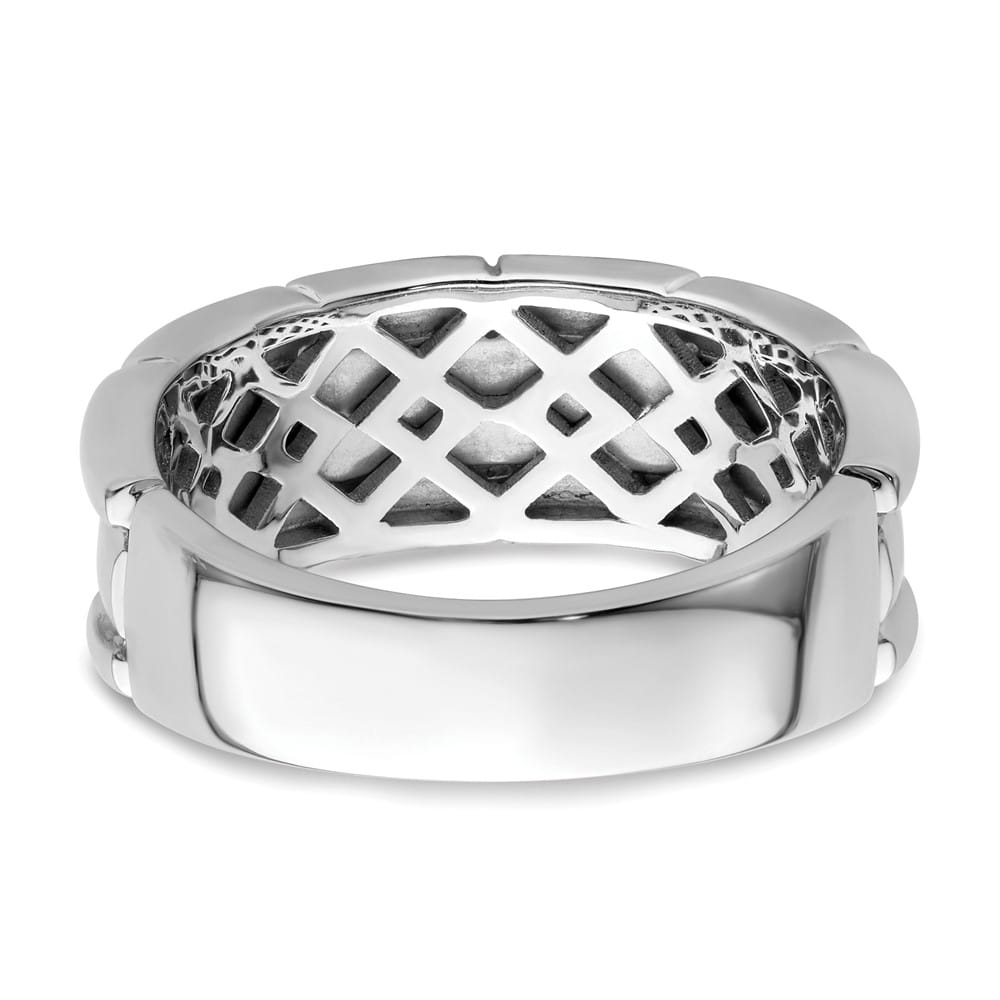 Sterling Silver 4.9 mm White Night White and Black Diamond Men's Ring