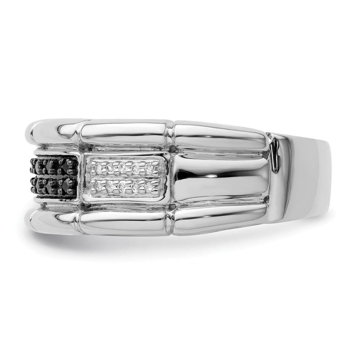 Sterling Silver 4.9 mm White Night White and Black Diamond Men's Ring