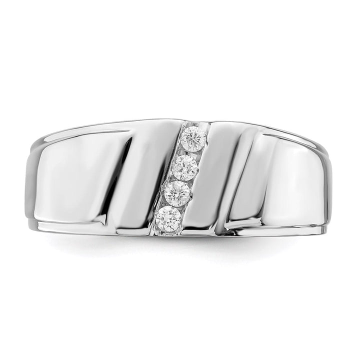 Sterling Silver 4 mm 3.53 g Diamond Men's Ring