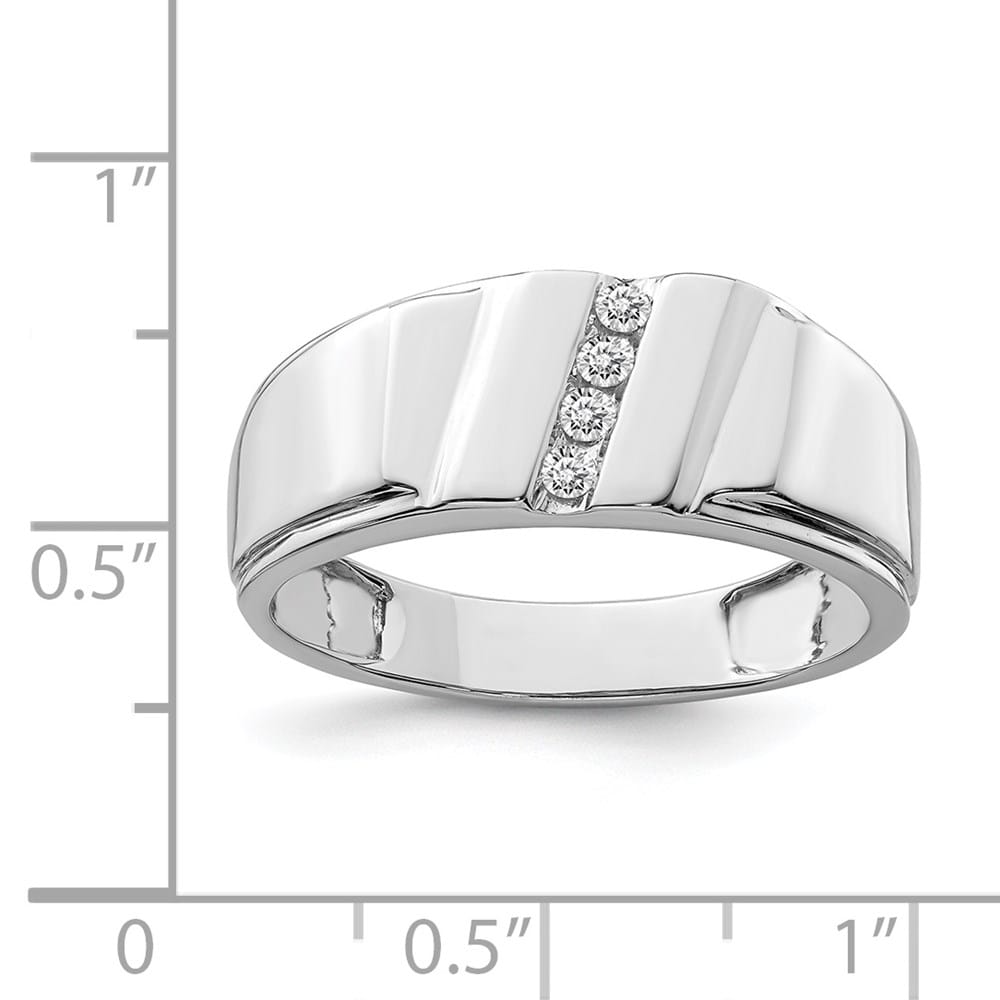 Sterling Silver 4 mm 3.53 g Diamond Men's Ring