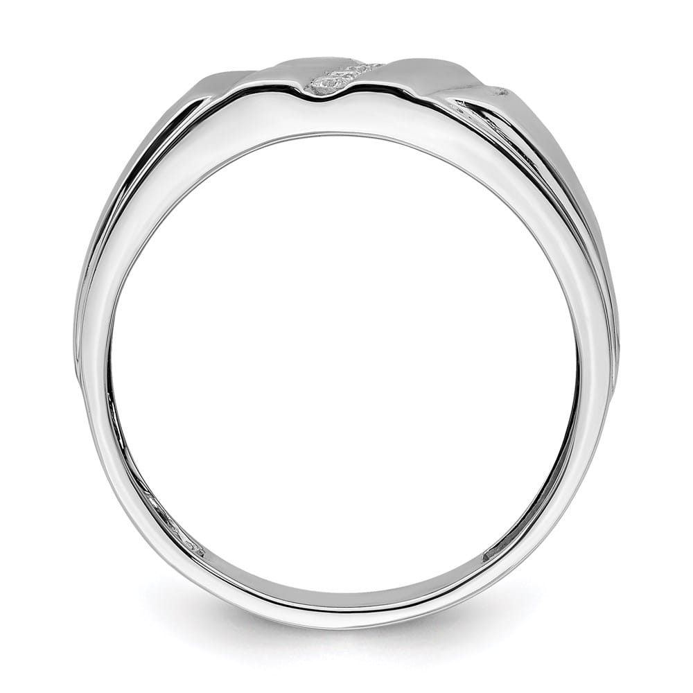 Sterling Silver 4 mm 3.53 g Diamond Men's Ring