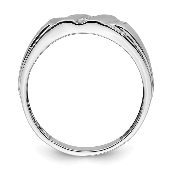 Sterling Silver 4 mm 3.53 g Diamond Men's Ring