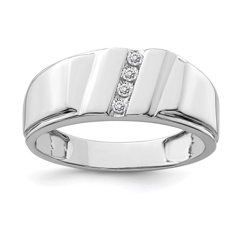 Sterling Silver 4 mm 3.53 g Diamond Men's Ring