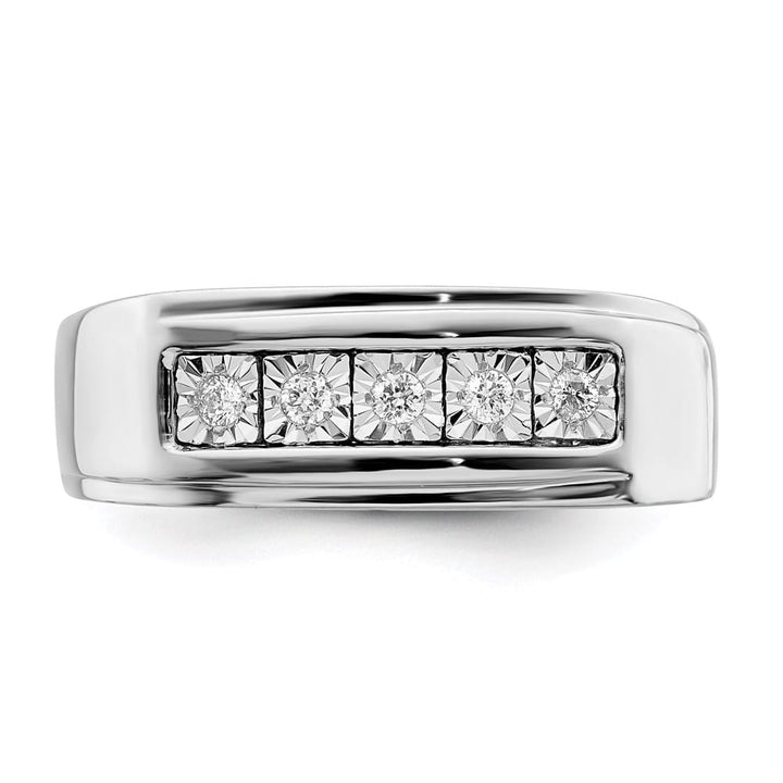 Sterling Silver 4 mm 3.88 g Polished Diamond Men's Ring