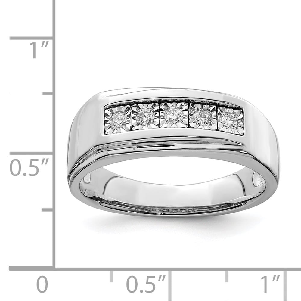 Sterling Silver 4 mm 3.88 g Polished Diamond Men's Ring