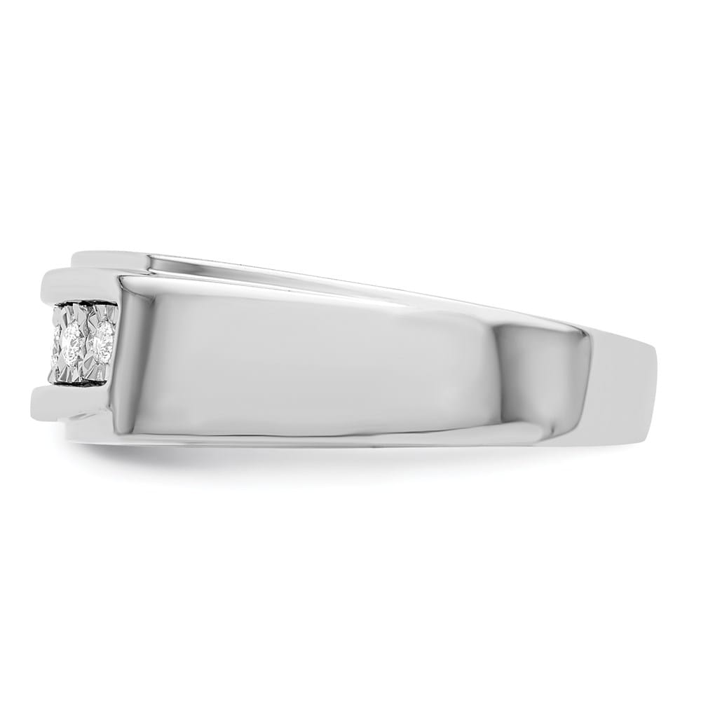 Sterling Silver 4 mm 3.88 g Polished Diamond Men's Ring