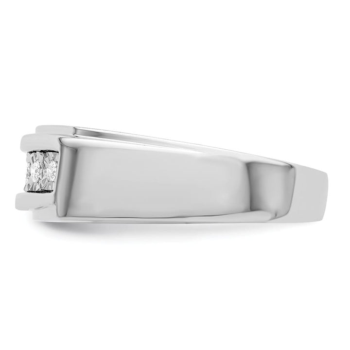 Sterling Silver 4 mm 3.88 g Polished Diamond Men's Ring