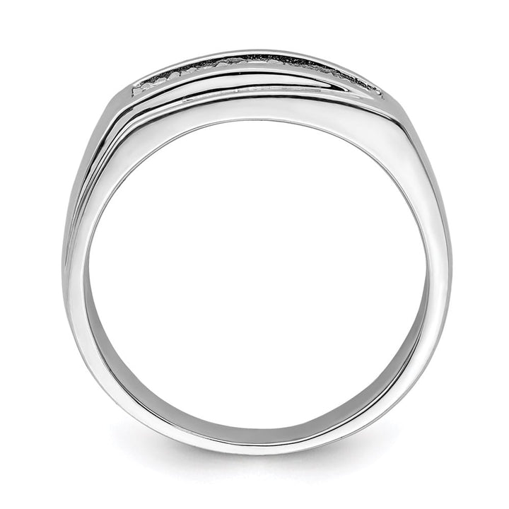Sterling Silver 4 mm 3.88 g Polished Diamond Men's Ring