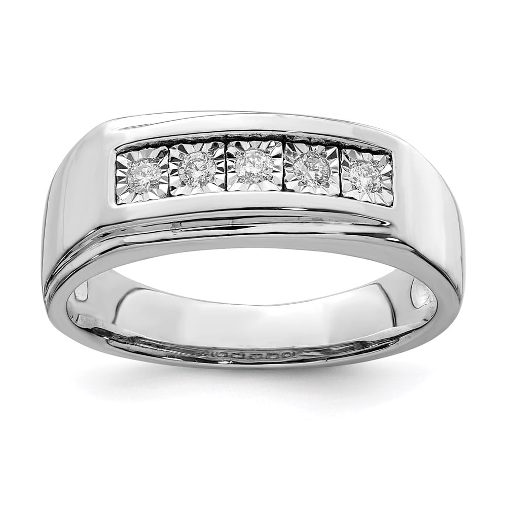 Sterling Silver 4 mm 3.88 g Polished Diamond Men's Ring