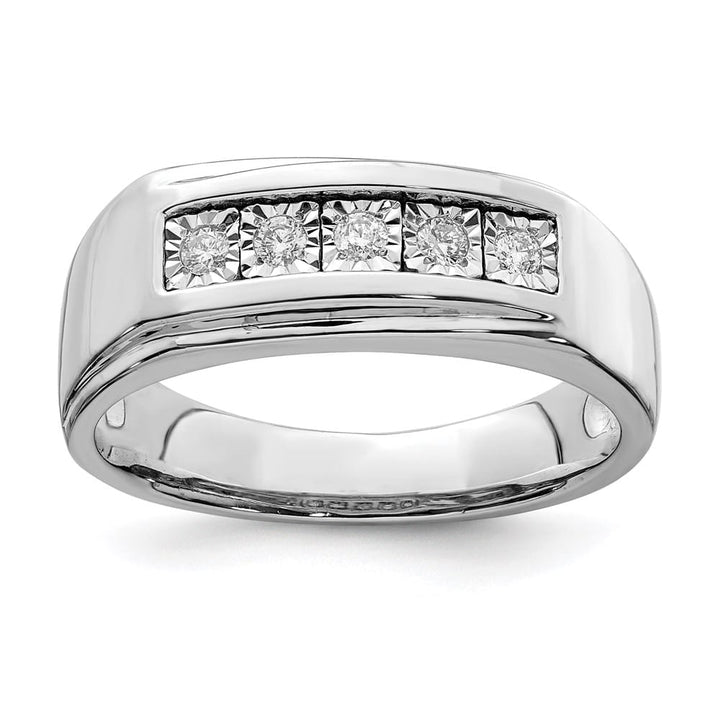 Sterling Silver 4 mm 3.88 g Polished Diamond Men's Ring