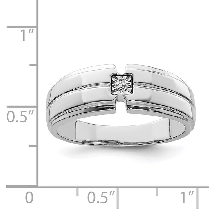Sterling Silver 4 mm 5.08 g Polished Diamond Men's Ring