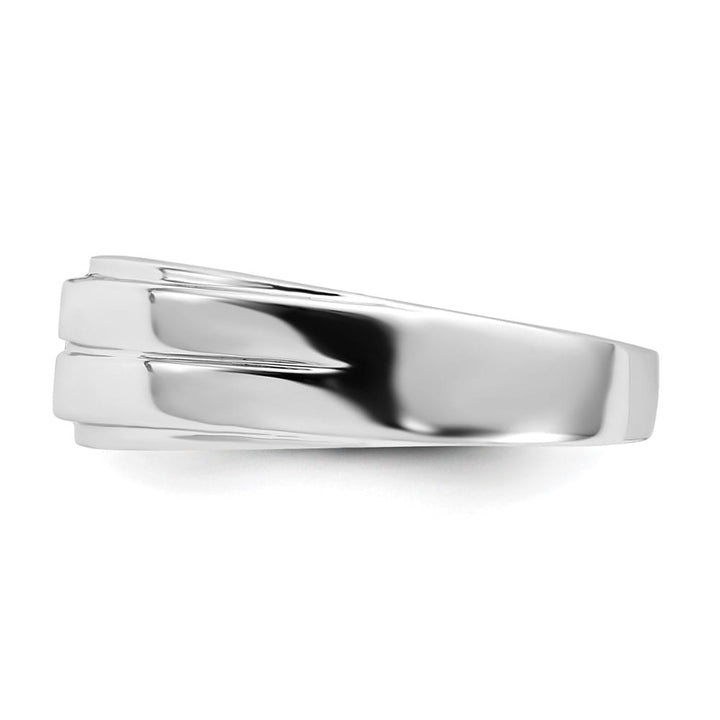 Sterling Silver 4 mm 5.08 g Polished Diamond Men's Ring