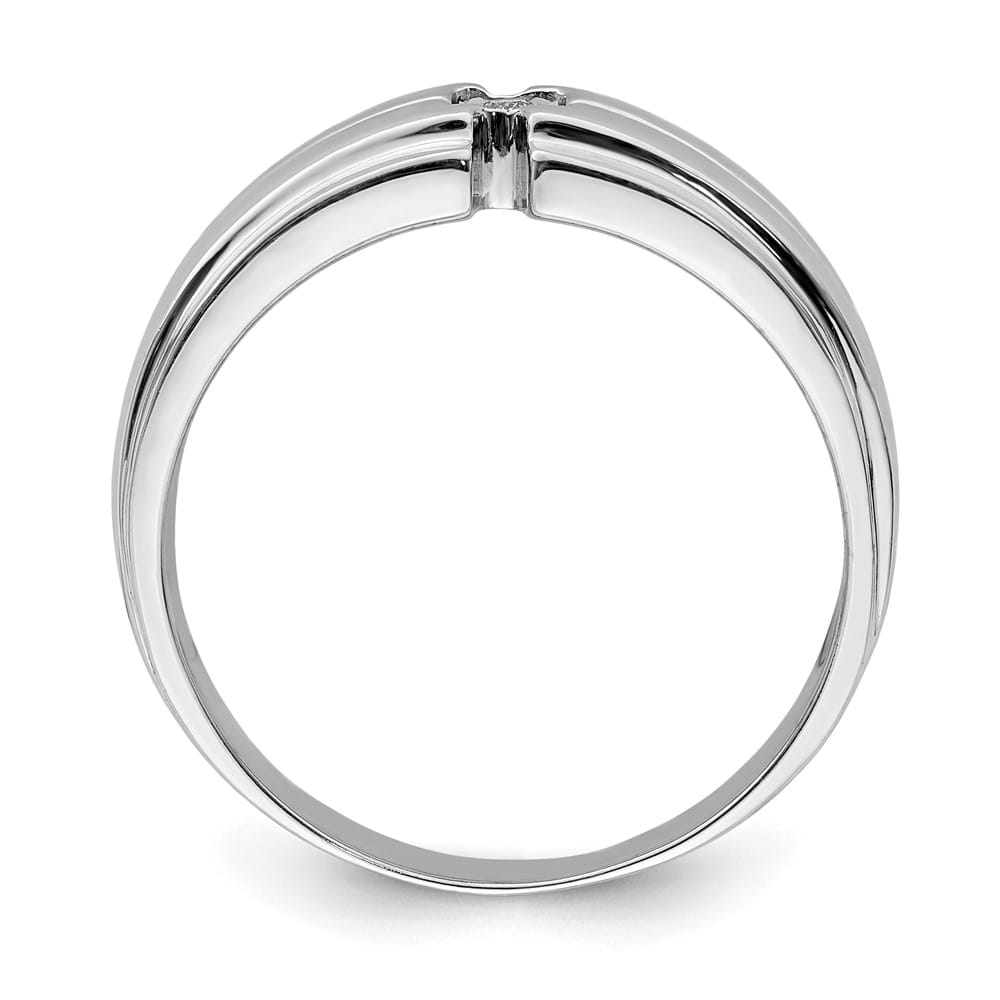 Sterling Silver 4 mm 5.08 g Polished Diamond Men's Ring