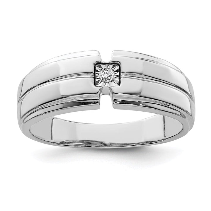 Sterling Silver 4 mm 5.08 g Polished Diamond Men's Ring