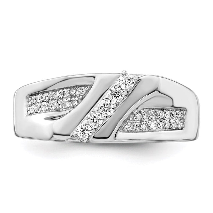 Sterling Silver 4 mm 6.66 g Diamond Men's Ring