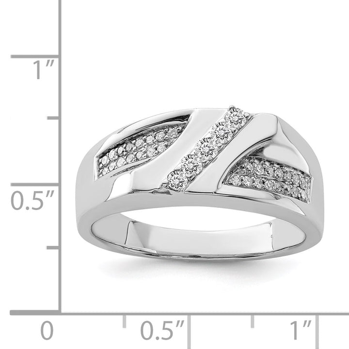 Sterling Silver 4 mm 6.66 g Diamond Men's Ring