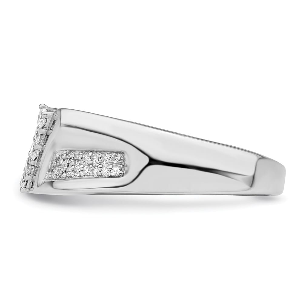 Sterling Silver 4 mm 6.66 g Diamond Men's Ring