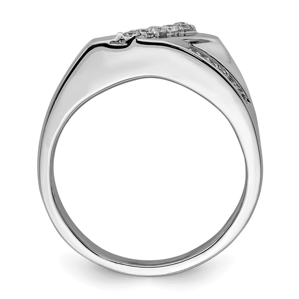 Sterling Silver 4 mm 6.66 g Diamond Men's Ring