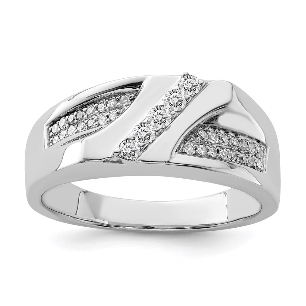 Sterling Silver 4 mm 6.66 g Diamond Men's Ring