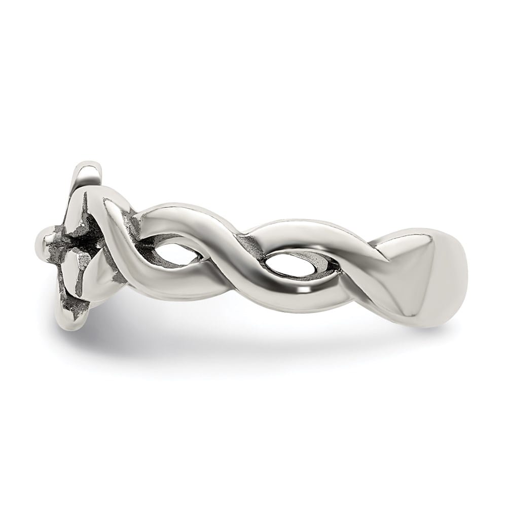 Sterling Silver 4 mm Antiqued Floral Toe Ring