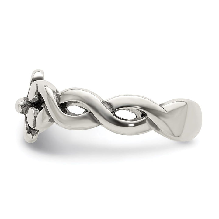 Sterling Silver 4 mm Antiqued Floral Toe Ring
