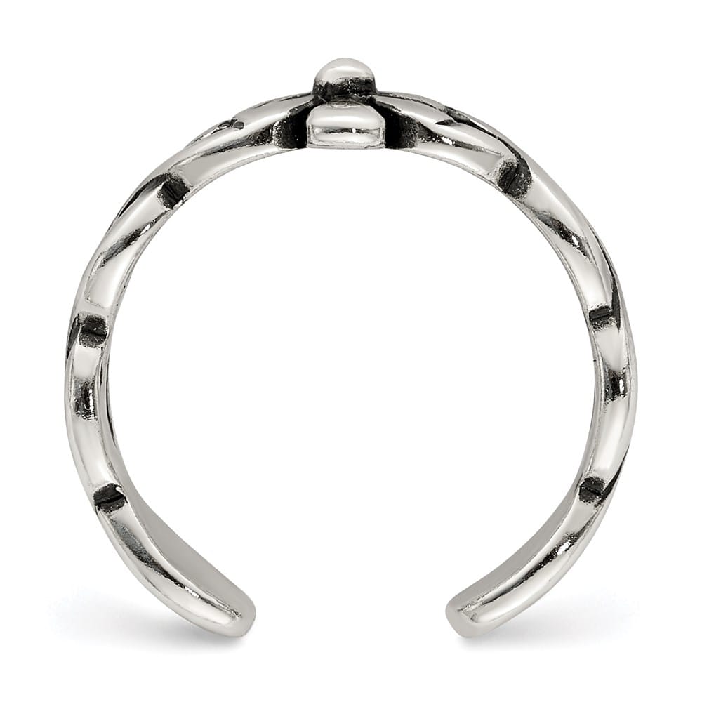 Sterling Silver 4 mm Antiqued Floral Toe Ring