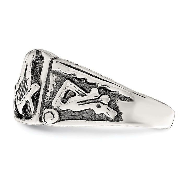 Sterling Silver 4 mm Antiqued Masonic Ring
